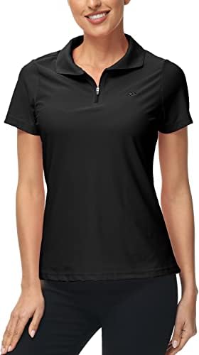 Женска тениска MoFiz UPF 50+ с къс ръкав За Голф, Тенис, Поло, Охлаждаща Риза за Боулинг с цип, Бързосъхнеща Тениска