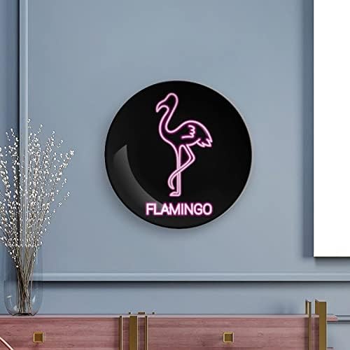 Фламинго Неонова Светлина Забавно Декоративна Чиния от Костен Порцелан Кръгли Керамични Плочи плавателни съдове с Поставка