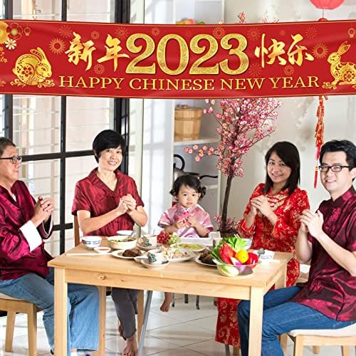 Китайските Коледни украси 2023, за да проверите за Новогодишната партита с размери 10 x 1,6 метра, Голям Банер С китайската Нова година Банер Година на Заека за парти на ?