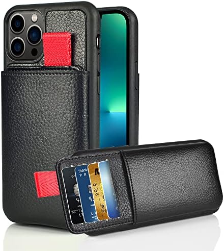 Чанта-портфейл LAMEEKU за iPhone 13 Pro Max 6,7 , Калъф-стойка за кредитни карти iPhone 13 Pro Max [RFID Lock], Кожен