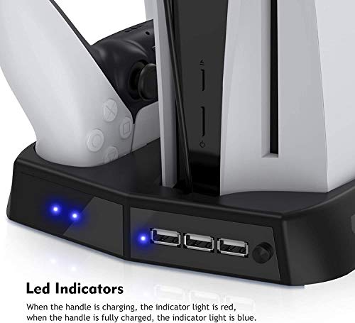 Вертикална поставка с охлаждащ вентилатор за Sony PS5 Digital Edition и PS5 UHD Edition, включително док-станция за зареждане