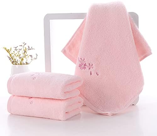 Комплект кърпи за ръце, не забравяйте от 3 Бродирани Цветя Модел Мека Абсорбираща Декоративни Кърпи от Памук за