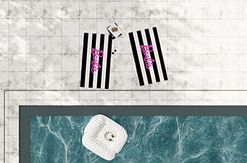 Franco Collectibles кукли Барби Barbiecore Черно-Бяло Шарени и Меки Памучни Кърпи за баня /басейна / плажа, 60 x 30 см,