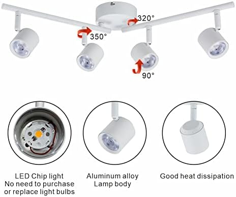 Arcfox 30 W 4-Клиенти led Комплект за Трекового Осветление на Тавана Прожектор 3000 До Топло Бял, С Регулируема Яркост,