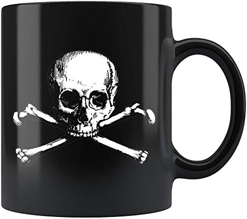 Кафеена чаша с череп и кръстосани кости черна чаша с изображение на череп ще даде на вашето кафе специален стил е отличен