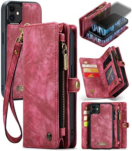 Чанта-портфейл ZORSOME за iPhone 12 Mini, 2 в 1, Сменяем калъф от изкуствена кожа premium с 8 Отделения за карти, Калъф
