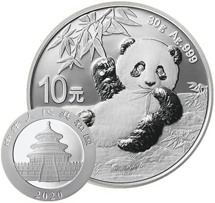 2020 CN 30 грама Сребърна Панда ¥10 Монета Скъпоценен Камък Панда Сребърна Монета