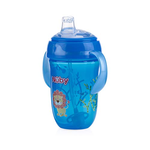 Чаша Nuby 2 Pack 360 с 2 дръжки, 9 грама, Без Бисфенол А, Син на Лъв и Червена Маймуна