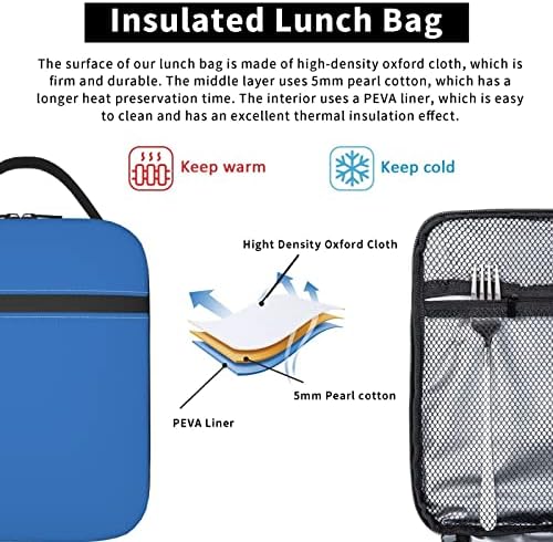 Brinkaloo Blue Lunch Box Многократно Изолирани Чанти-Лотария Чанта за Обяд Термален Охладител за Пикник на Плажа Тийнейджъри