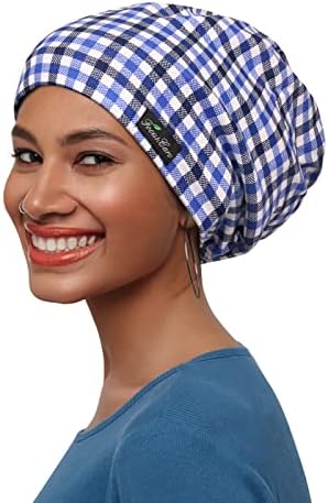 Дамски шапка за сън FocusCare със сатенена подплата За Къдрава Коса, може да се Регулира Отвън-Памук, Вътрешна част-Копринен