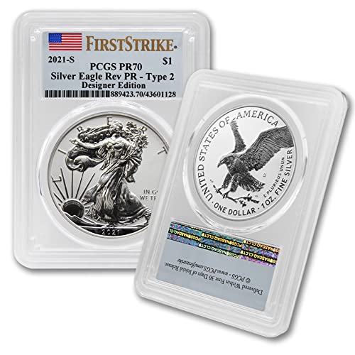 Монета с реверсом под формата на американски сребърен орел 2021 г. номинална стойност от 1 грам PR-70 (тип 2 - T2 - First