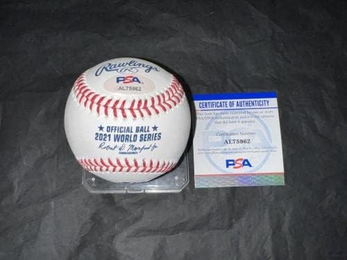 Орландо Арсия подписа договор с шампионите на Световните серии по бейзбол 2021 Superstar PSA / Бейзболни топки С ДНК-автограф