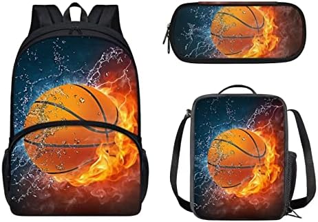 Glomenade Огненият Вода Баскетболни Чанти за Обяд за Многократна употреба Минерални Чанти за Обяд Огнен Ледена Топка