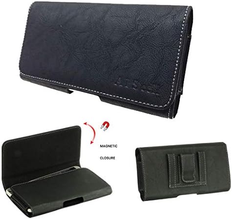 Поясная чанта AISCELL за Galaxy S9, S8, S10, S10e, A6, A10e, Голяма Черна Текстурная Кожена чанта за носене, Стяга панти