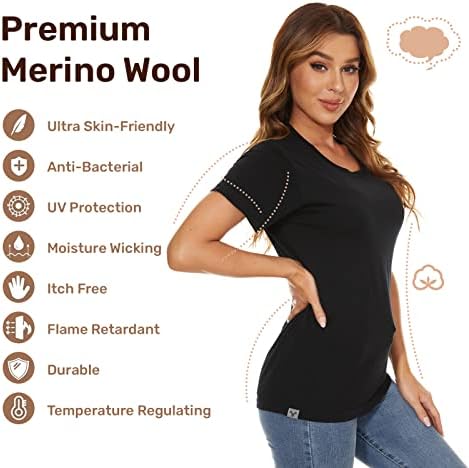 Женска тениска от мериносова вълна MERINNOVATION, Спортна тениска с къс ръкав, Впитывающий Основен слой (Вълнена маска