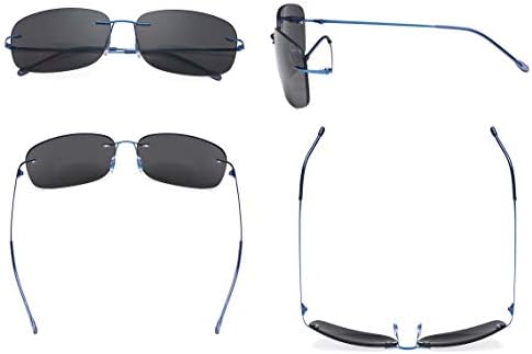 Eyekepper Бифокални очила Без рамки Женски Мъжки Леки Бифокални Ридеры за четене под Слънцето - Сини/ сиви лещи +2,50