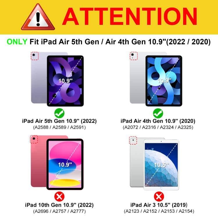 Калъф-за награда Fintie за iPad Air 5-то поколение (2022) / iPad Air 4-то поколение (2020 г.) 10,9 инча, Многоугольный преглед, Задната част на кутията-поставка от Мека TPU с джоб и държач з