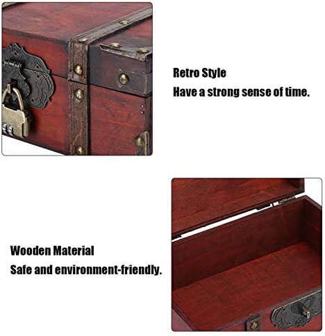 Дървена Кутия За Съхранение в Ретро Стил, Тенис на Кутия За Съхранение на Декоративни Съкровище, Съкровище за Бижута с Ключ