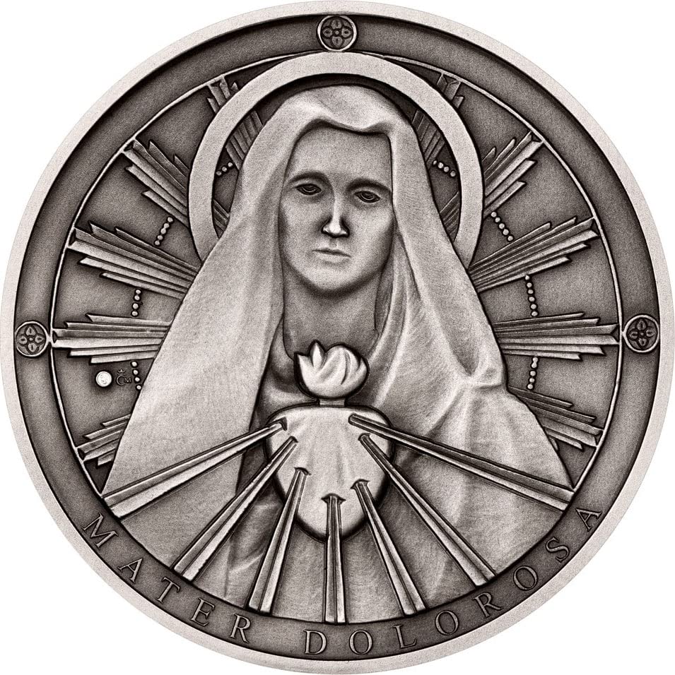 2023 Модерна Възпоменателна монета PowerCoin Богородица Седем Скърби Словашка Сребърен медал 2023 BU Блестяща, Без да