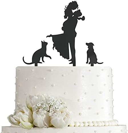 Topper за Сватбената торта JIEIN - Булката Държи на Младоженеца с Цветове, с Изключение на Декорация на Торта във формата