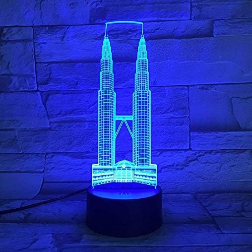 Известните Сгради на Град Куала Лумпур, Кулите-Близнаци Петронас USB 3D led нощна светлина Фестивал Подарък Декоративни
