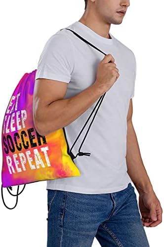 ARGISAA Eat Sleep Футболен Повторен Раница на съвсем малък Doubel Side Sackpack Регулируема Лека Спортна Чанта От съвсем