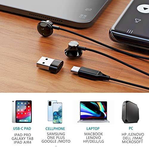 Слушалки, USB Type C Стерео, ушите C USB, слушалки с микрофон и контрол на звука и са съвместими със Samsung Galaxy S22/S21/S20/NOTE20,