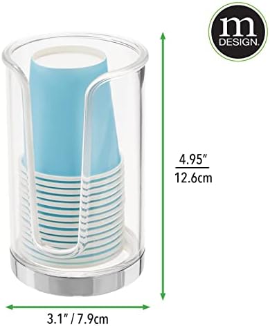 mDesign Малко Компактен Пластмасов Диспенсер за еднократна употреба хартиени Чаши - Държач за изплакване на Чаши за изплакване