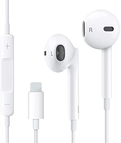 Ушите Слушалки с Кабел слушалки с микрофон и контрол на звука и са съвместими с iPhone 13/12/11 Pro Max /Xs Max / XR