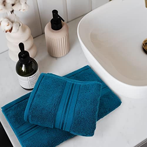 Памучни кърпи за ръце Cleanbear, Плътни Кърпи за ръце в банята - 2 опаковки (Павлиньего цвят), 13 x 28 см