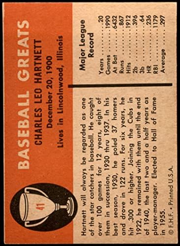 1961 Fleer # 41 Габби Хартнет Чикаго Къбс (Бейзболна картичка) VG/EX Къбс