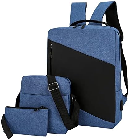 Раница от три части, Цветна Чанта, Компютърна Бизнес чанта, Ежедневна чанта на рамото, Раница с Голям размер (1-син,
