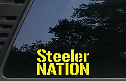 Steeler Nation - Vinyl стикер за щанцоване 7 x 3 1/2/Стикер върху бронята на автомобила, JDM, камиони, прозорци, лодки,