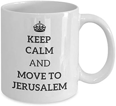 Запазете спокойствие и переезжайте в Ерусалим Чаена Чаша Пътник Подарък за Колега, Приятел на Израелската Пътна Чаша