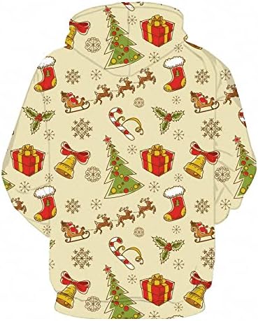 BEUU Мъжки Грозен Коледен Пуловер Новост 3D Графични Качулки Hoody Пуловер на съвсем малък Hoody с Джоб