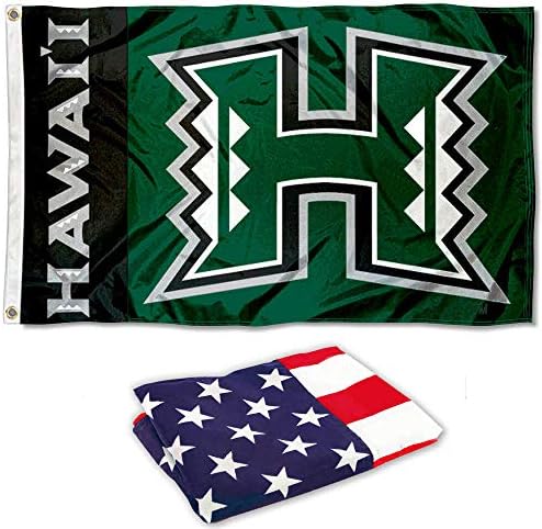 Флаг Хавайския университет 3x5 и Набор от флагове на САЩ 3x5