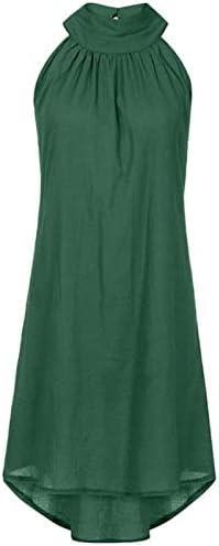 SNKSDGM Женски Лятото Мини-рокля без ръкави с бретелькой на шията 2023, Свободна Риза, Плиссированное Вечерна Рокля,