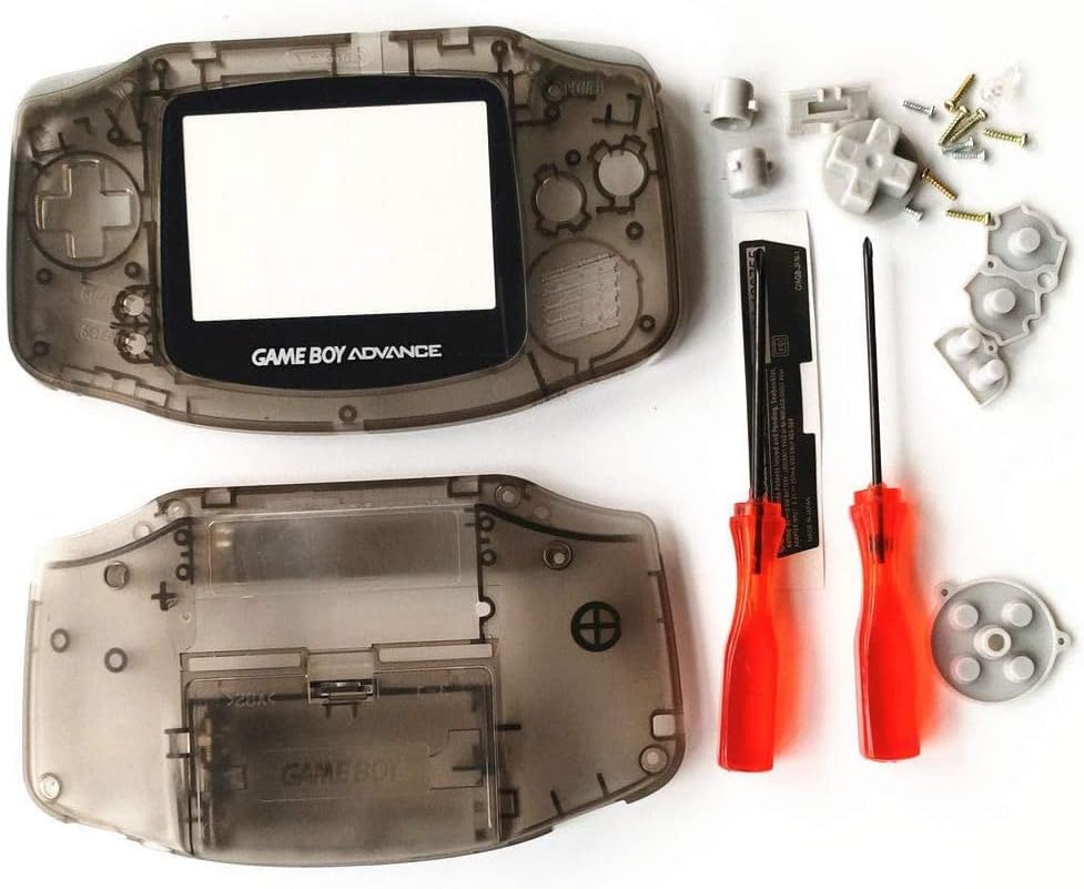 Корпус Замяна на капака на корпуса за Nintendo Gameboy Advance за GBA с Проводяща Гумено уплътнение Отвертка (Прозрачен черен)