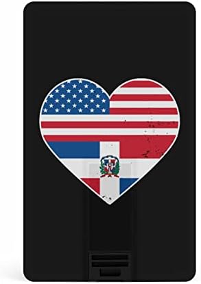 Доминиканската Република и знамето на Америка във формата на Сърце USB 2.0 Флаш памети Memory Stick Форма на Кредитна