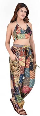 Стилни индийски панталони за йога в стил хипи, циганин Зреещи, Режийни Еластични Панталони с висока талия и Два джоба