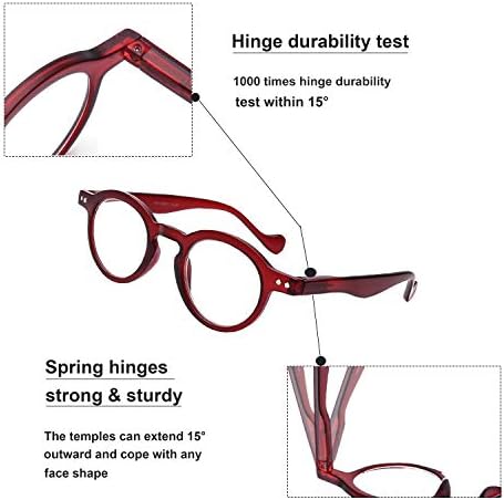 5 Опаковки Очила За четене на Мъжки Дамски Ретро Кръгла Кутия Панти Леки Ридеры + 2,25 Удобни Очила За Далекогледство