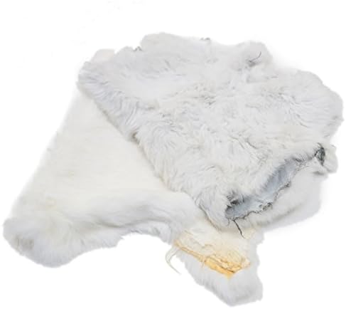 Естествена мека кожа от бял заек кожа ръчно изработени, за декор и бродерия от SLC, 5 опаковки