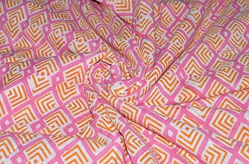 Розов памучен вуалевая плат с геометричен модел ръчно изработени, натурален цвят, дамски дрехи, дреха, плат за рокли (20 ярда)