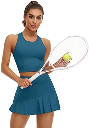 ATTRACTO Тенис рокля от 2 Части за Жените, Спортно Тренировъчно Рокля с Къси панталони и Джобове