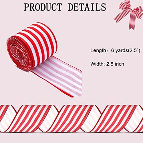 2 Ролка Червено-Бели Райета кабелна лента за опаковане на подаръци/Diy/ елхи/Венци/ Бантовых бижута, ширина 2-1/2 x 6