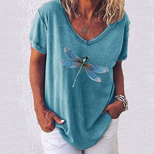 Блузи с кръгло деколте, Леки Графични Основни Тениски Свободно Намаляване с Дълъг Ръкав за Жени, Модни Ежедневни Летни