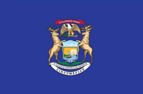 Valley Forge, Флаг на щата Мичиган, Найлон, 3x5 инча, Направени в САЩ, а Платно на осп, Высокопрочные месингови