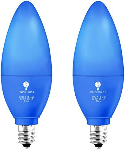 2 Опаковки сини крушки BlueX LED Свещ - 4 W (еквивалент на 40 Вата) - Син Led лампа E12 Base Blue за декорация на партита,