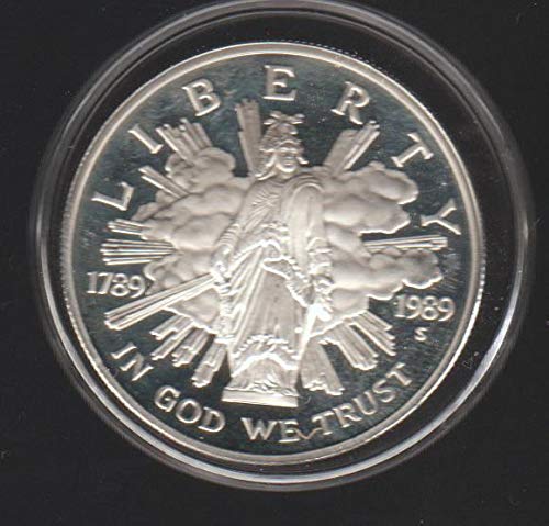 Двухсотлетие на Конгреса 1989 година, Сребро за 1 долар Превъзходно доказателство Скъпоценен камък DCAM Монетен двор