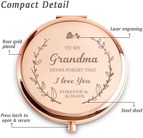 Скромни Подаръци Баба на Внуци, Компактно Огледало с Персонализиран Надпис, Уникални Подаръци за Деня на Майката на Рожден